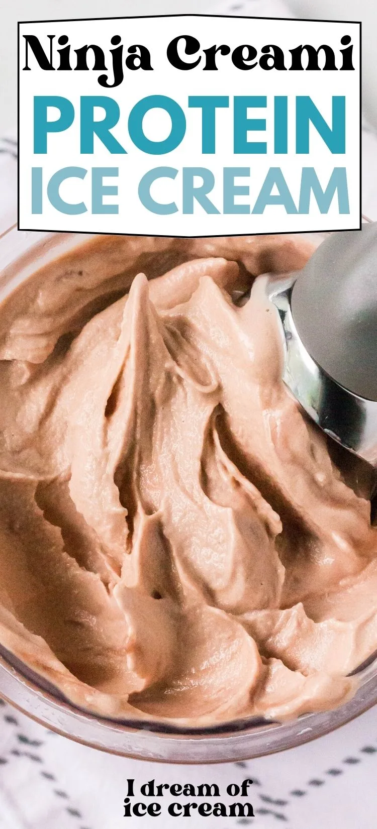 close-up view of the top of a Ninja Creami pint filled with chocolate protein ice cream.