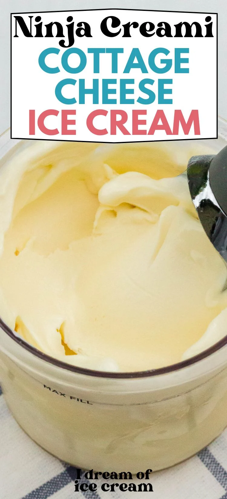 close-up view of a Ninja Creami pint of cottage cheese ice cream.