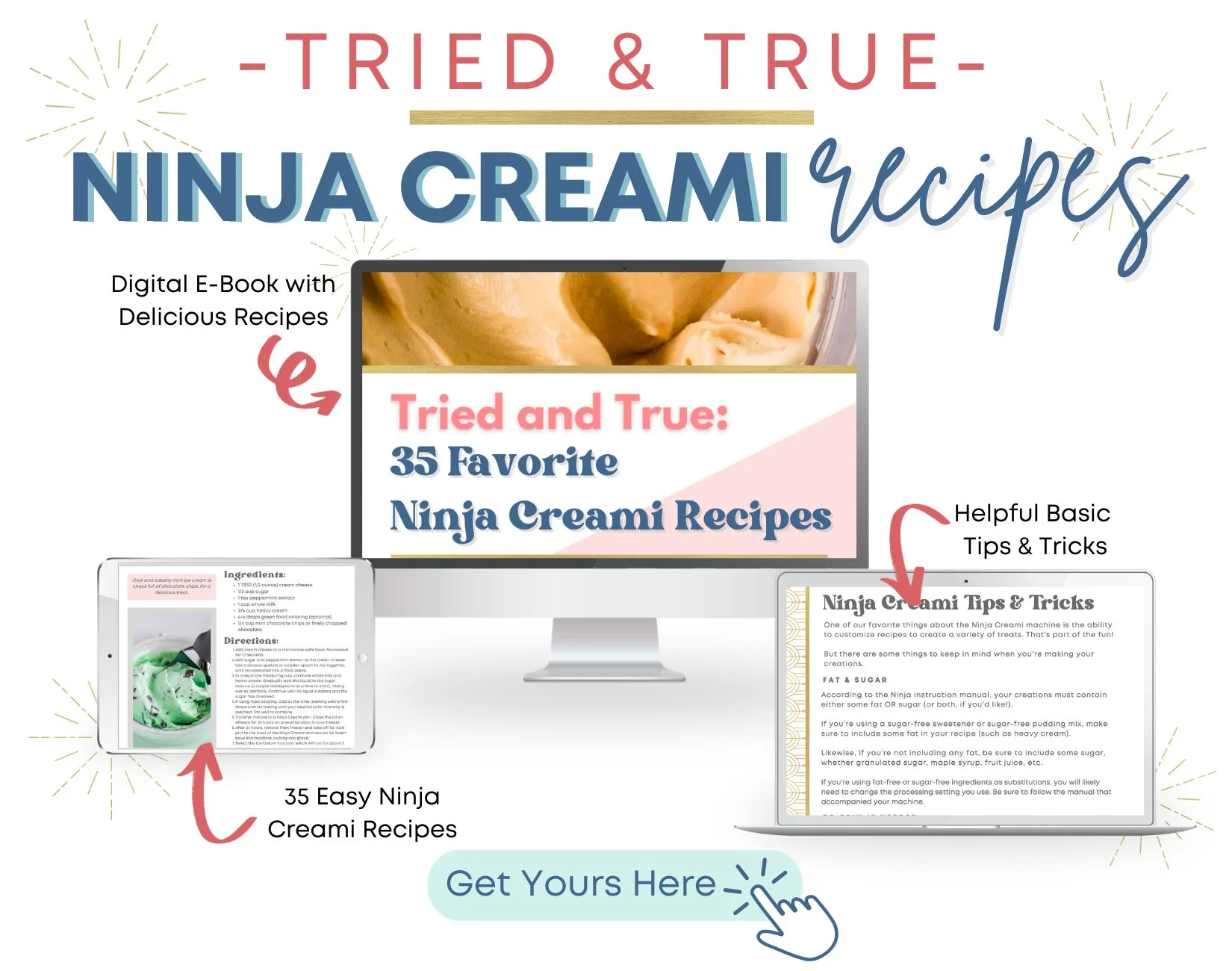 mockup of digital download printable Ninja Creami recipes