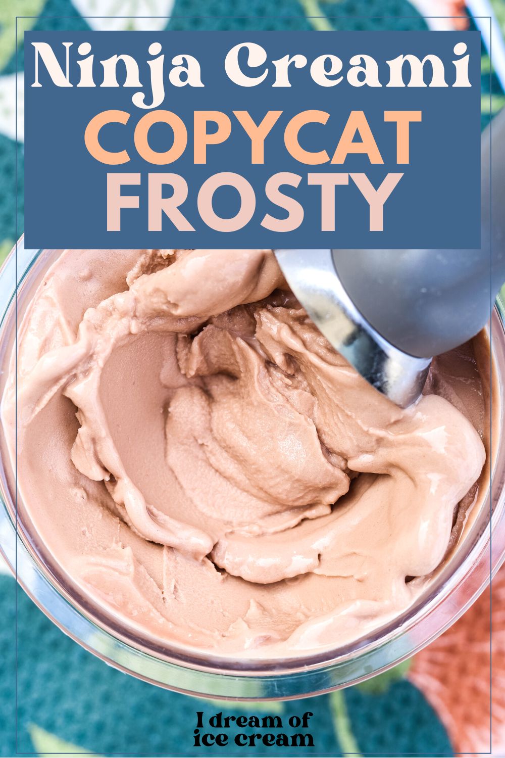 overhead view of a Ninja Creami pint container filled with copycat Frosty dessert.