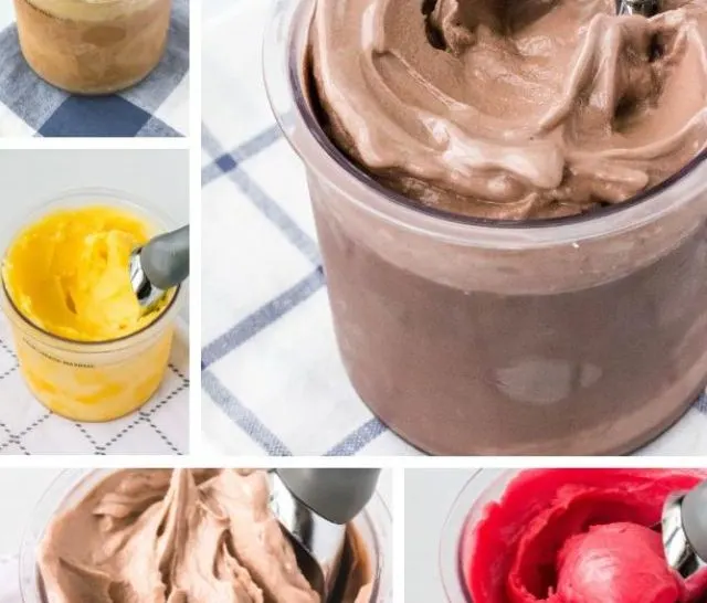 collage of five photos showing Ninja Creami recipes that are WeightWatchers friendly
