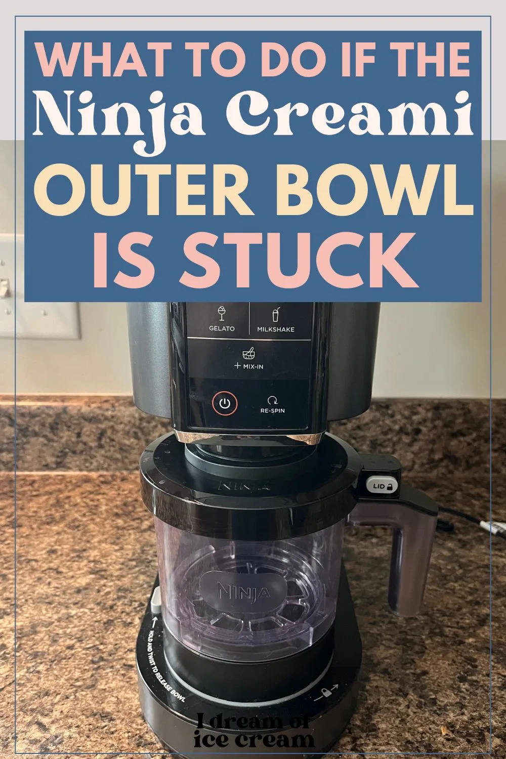 Ninja Creami machine with the outer bowl in place