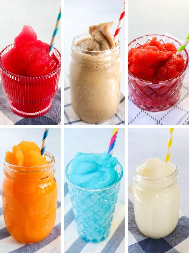 collage image showing six Ninja Slushi recipes.