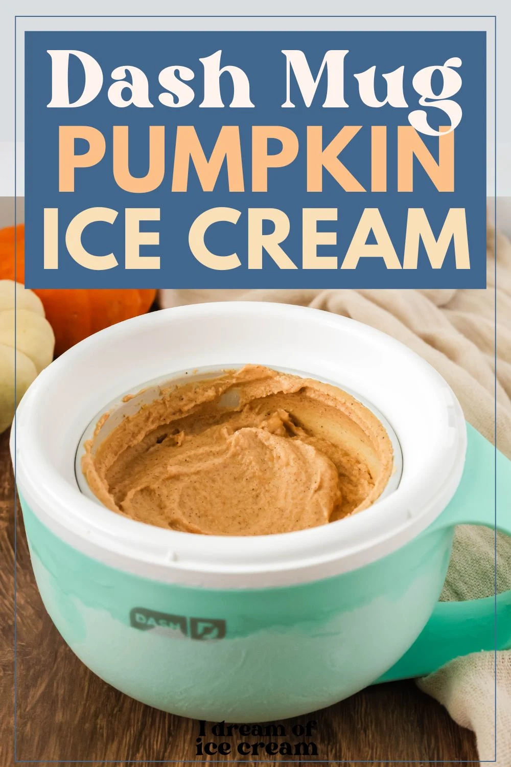 Dash My Mug ice cream bowl filled with homemade pumpkin spice ice cream.