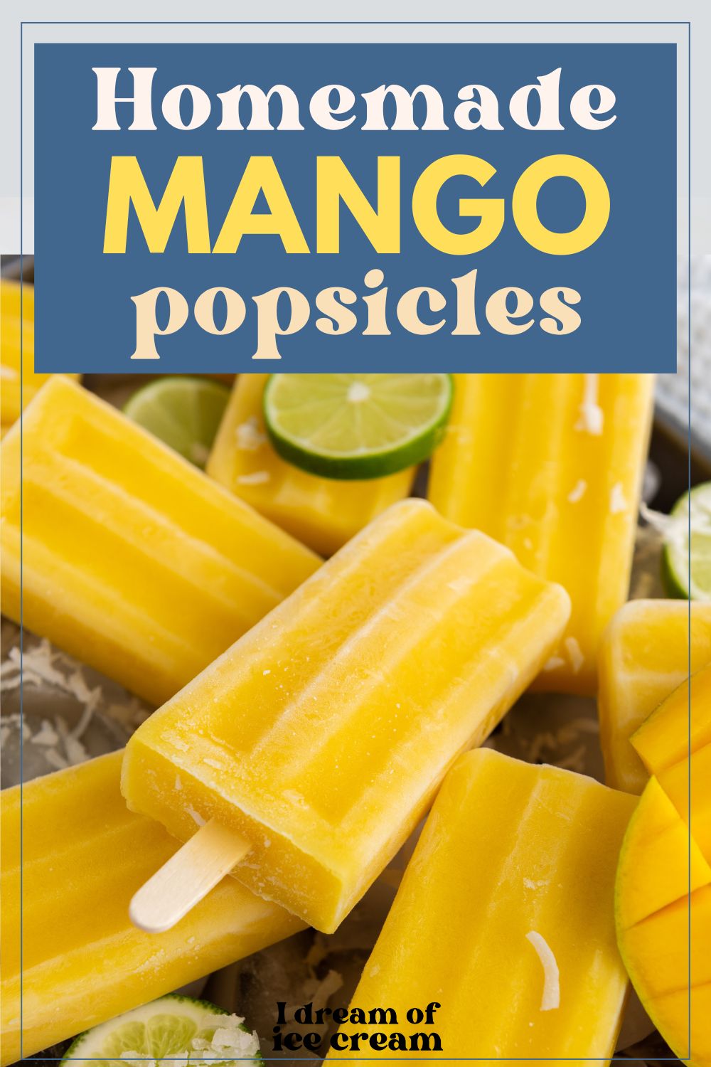 several homemade mango popsicles stacked on top of each other.