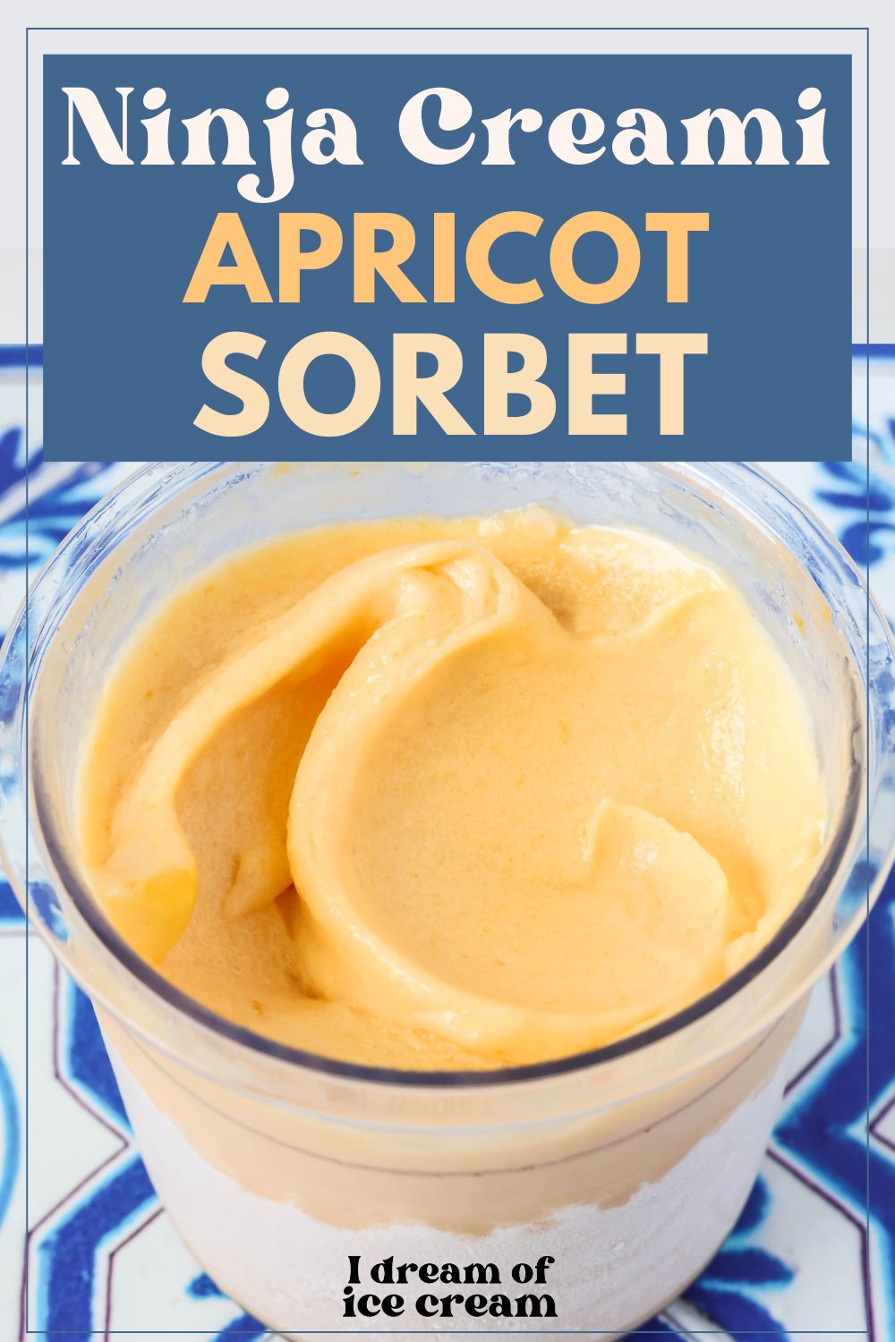 Ninja Creami apricot sorbet in a pint container.